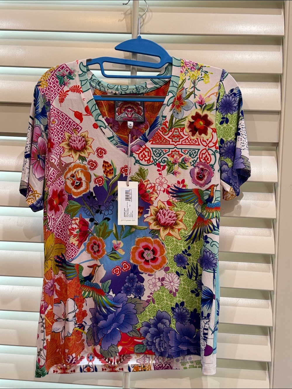 Johnny Was The Janie Floral V-Neck Short Sleeve Top
